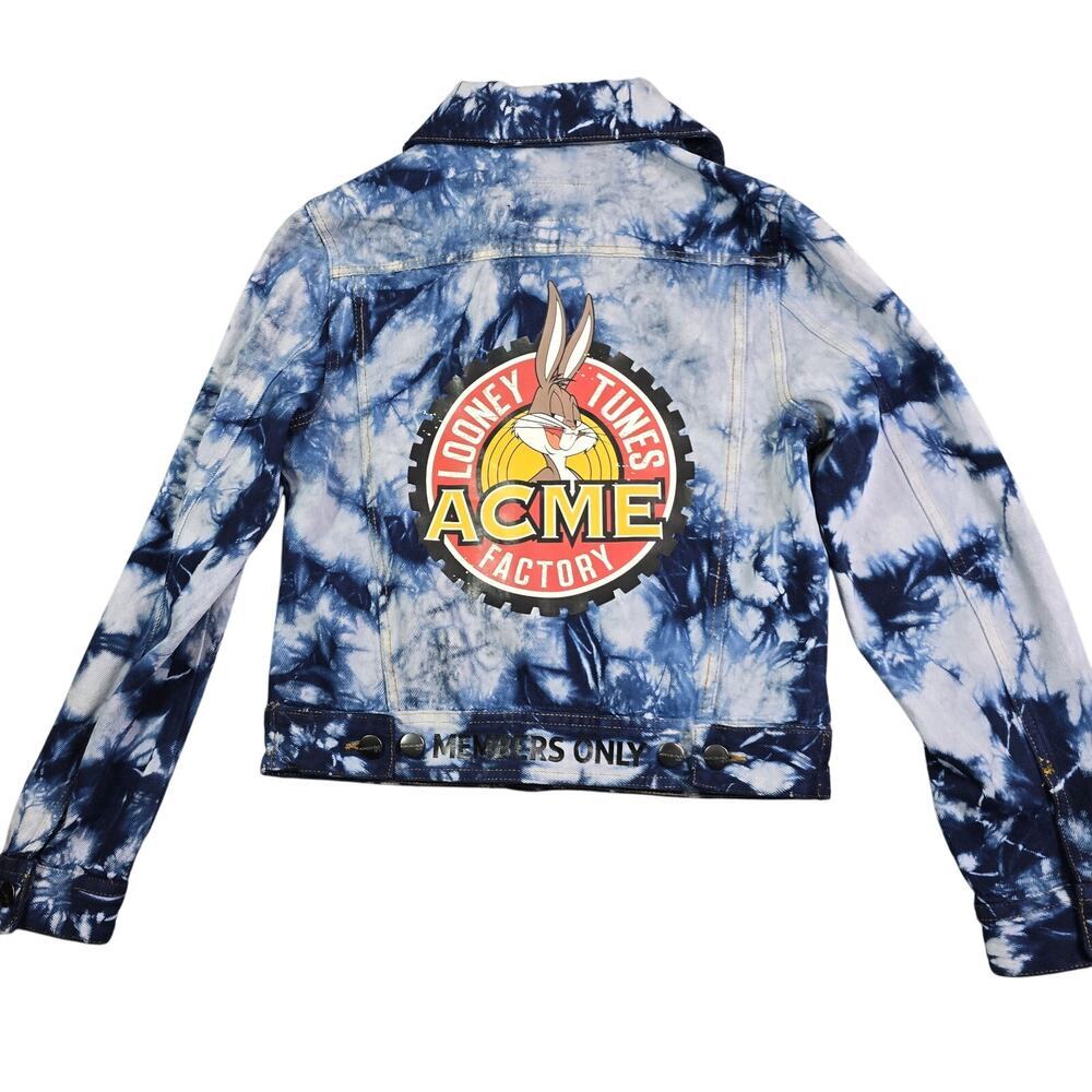 Members Only Looney Tunes Jean Jacket Womens Small Blue Tie Dye Retro 90s Tweety
